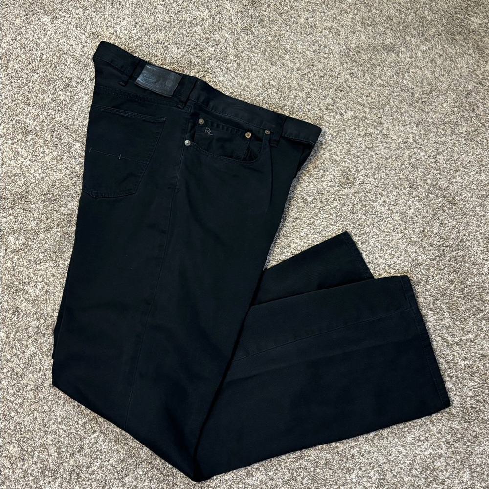 Polo Ralph Lauren Pants Mens 36x32 Black 650 Straight Fit Khaki Chino Cotton